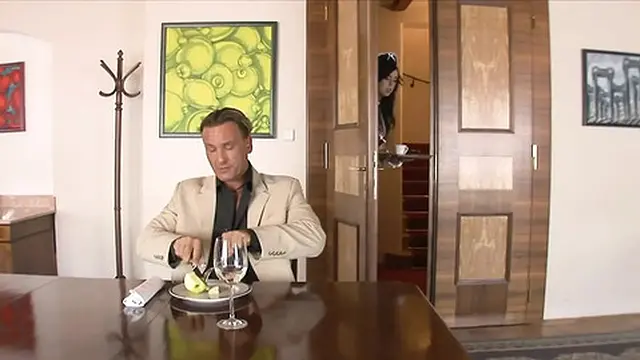 Hot french maid is comforted by a big cock