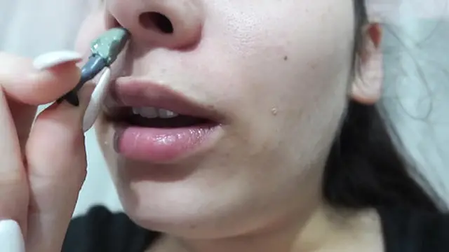 My Giantess girlfriend Puts Tiny boyfriend in Her Nose as Punishment and Plays with Him