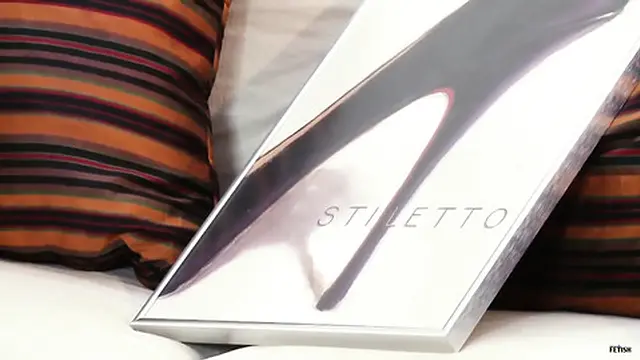 Horny brunette teen masturbates cock with her feet