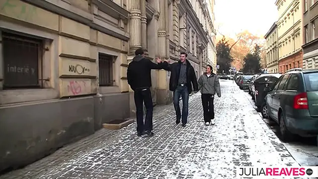 From Street to Bed, Hot Girl With Skinny Body Gets Double Fucked by Two Guys and Milks the Cocks