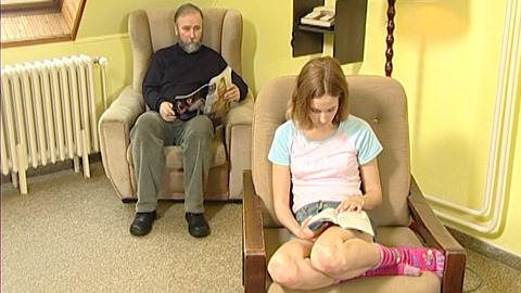 Filthy old pervert corrupts naive young bimbo's main squeeze