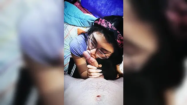 Extreme blowjob and cum in her long hair