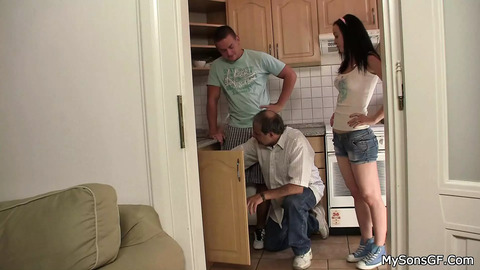 Old dude gets served sloppy top by horny🥵 teens gang bang