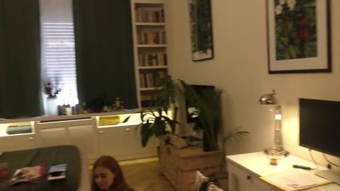 Sexy Redhead Lya performs incredible handjob in explicit backstage footage