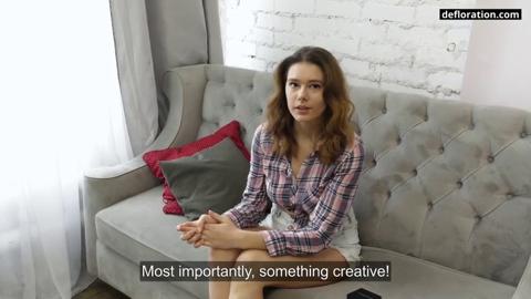 Virgin teen brunette Ofelya Rubens gets brutally dominated by hairy dude