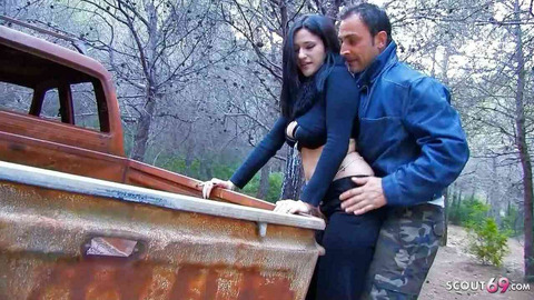 Lisa Spice gets roughed up by outdoor studs, her curvy teen body begging for brutal booty calls