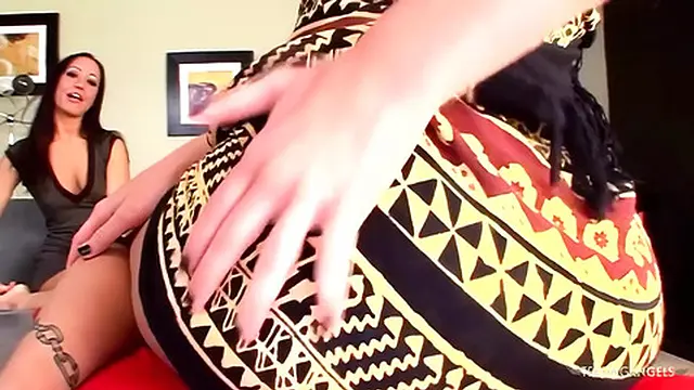 Slutty Pair of Brunettes Pleasure Each Other Before Sharing His Cock