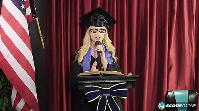 Teen Aubrey Gold Strips Down Under Her Cap and Gown