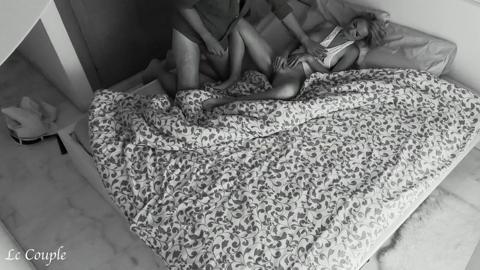 Stepbro's sneaky night stalk on sis's slumber with voyeur's delight