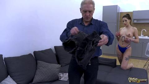 Old dude gets serviced by thirsty cuties who worship his wrinkled rod in the most epic sucking session ever